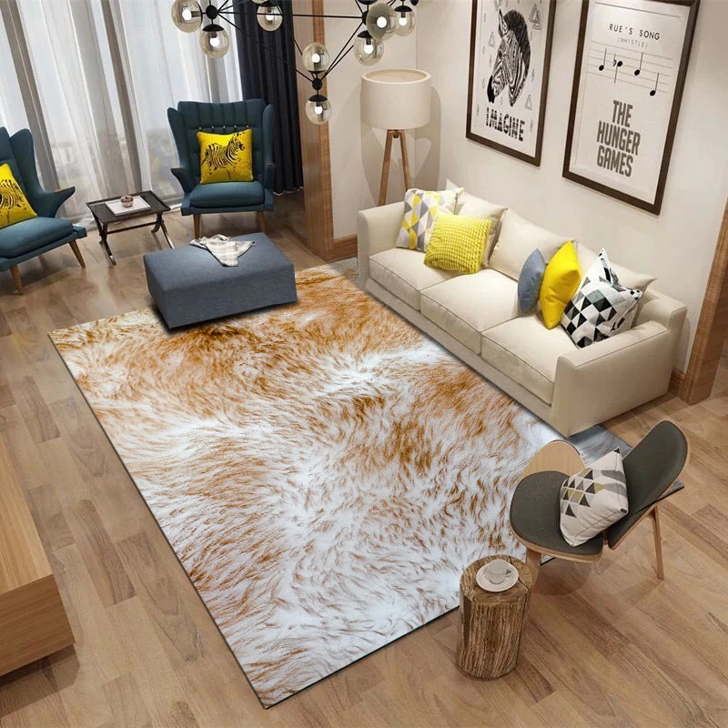 

Nordic Living Room 3D Black White Skin Carpet Super Flannel Point Plastic Anti-slip Area Rug Floormat Decor Bedroom Carpets