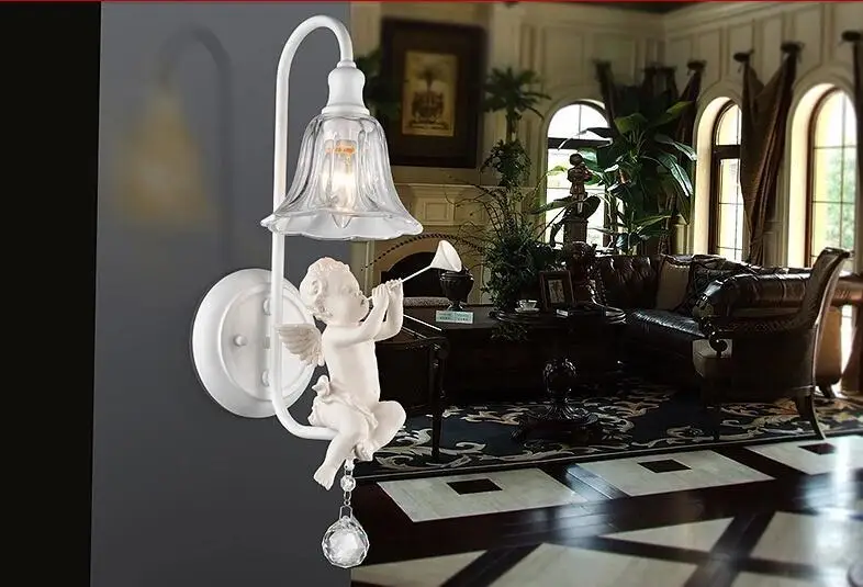 Рог/скрипка смола ангел светильник резьба романтика настенная лампа WLL 9|wall lamp|wall