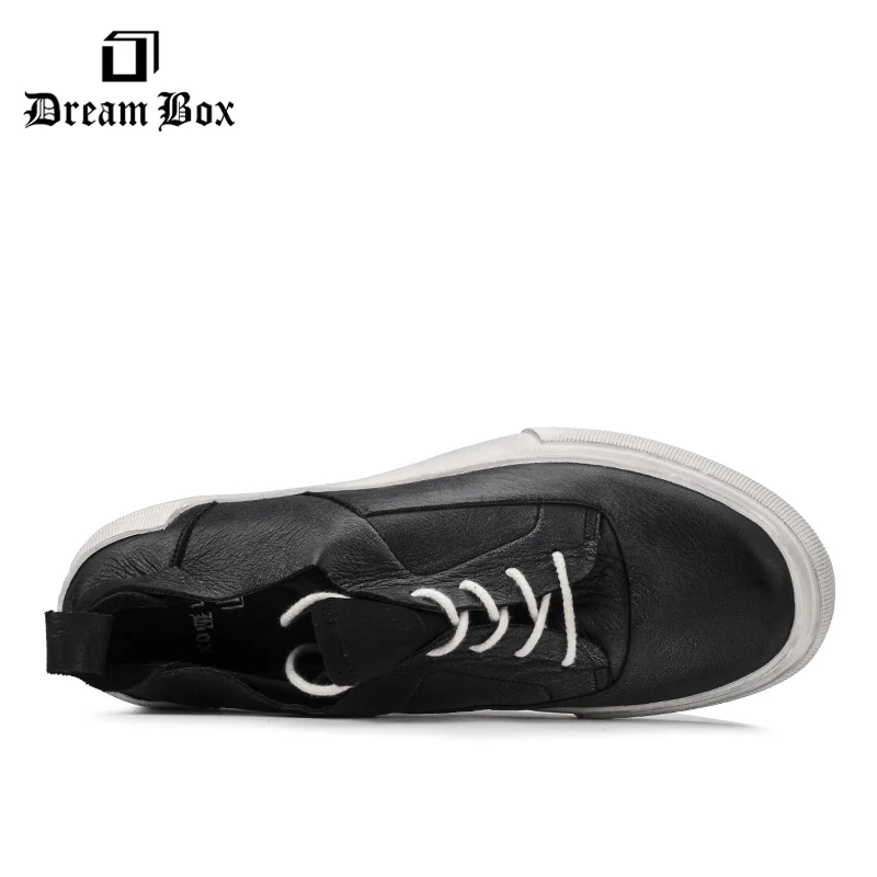 Мужская обувь ручной работы кожаная спортивная на толстой подошве с круглым