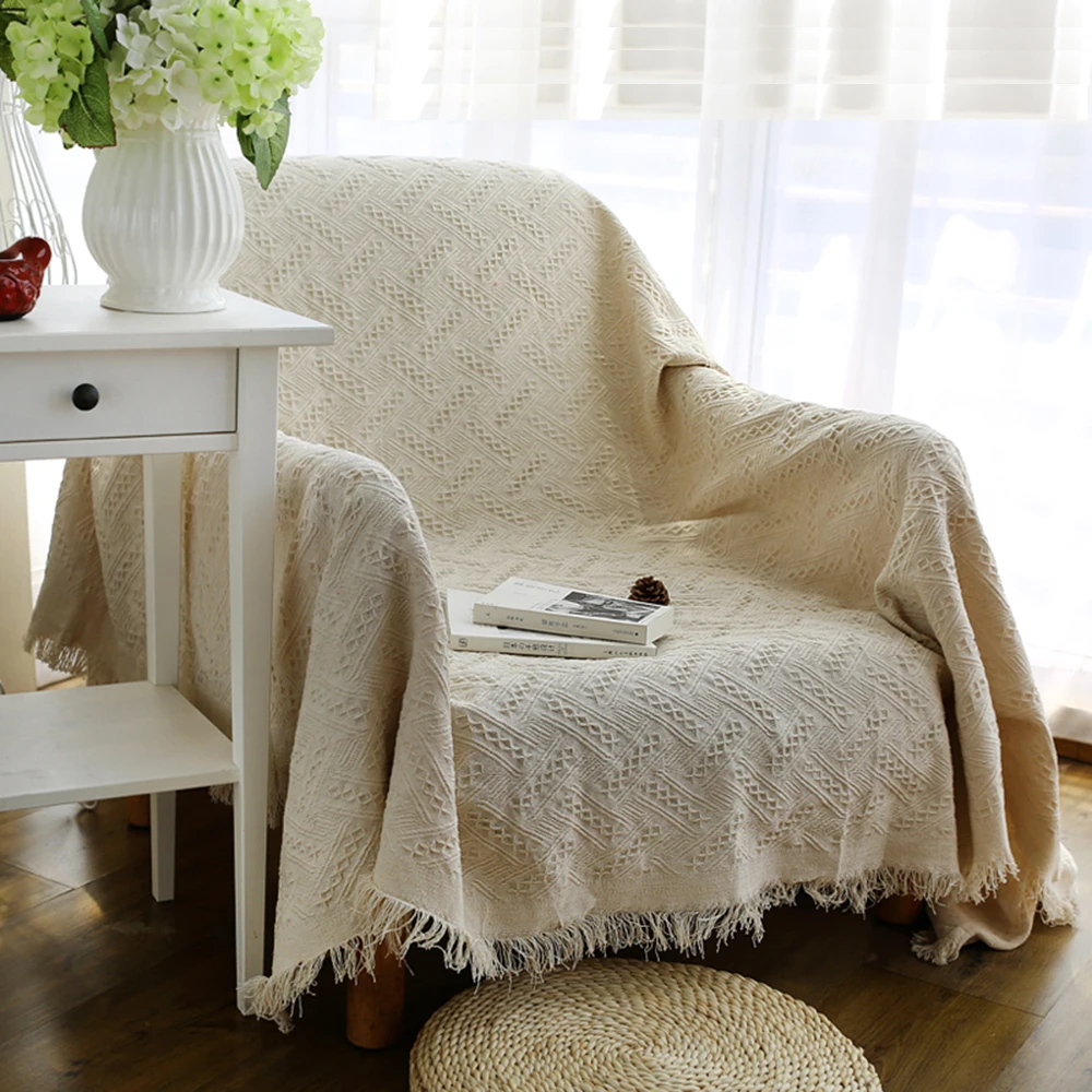 Домашний диван ESSIE одеяло 100% хлопок нить для гостиной покрывало скатерть