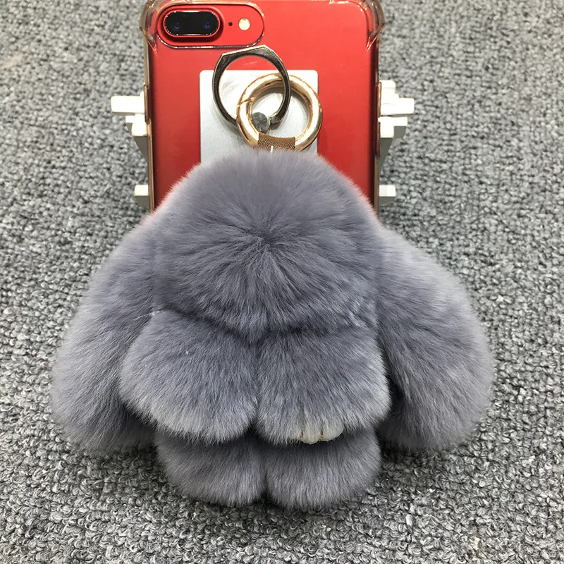 Mini Fluffy Rex Rabbit Fur Keychain Cute Bunny Key Chain Women phone Bag Charm Pom Ball Toy Doll Car Keyring | Украшения и