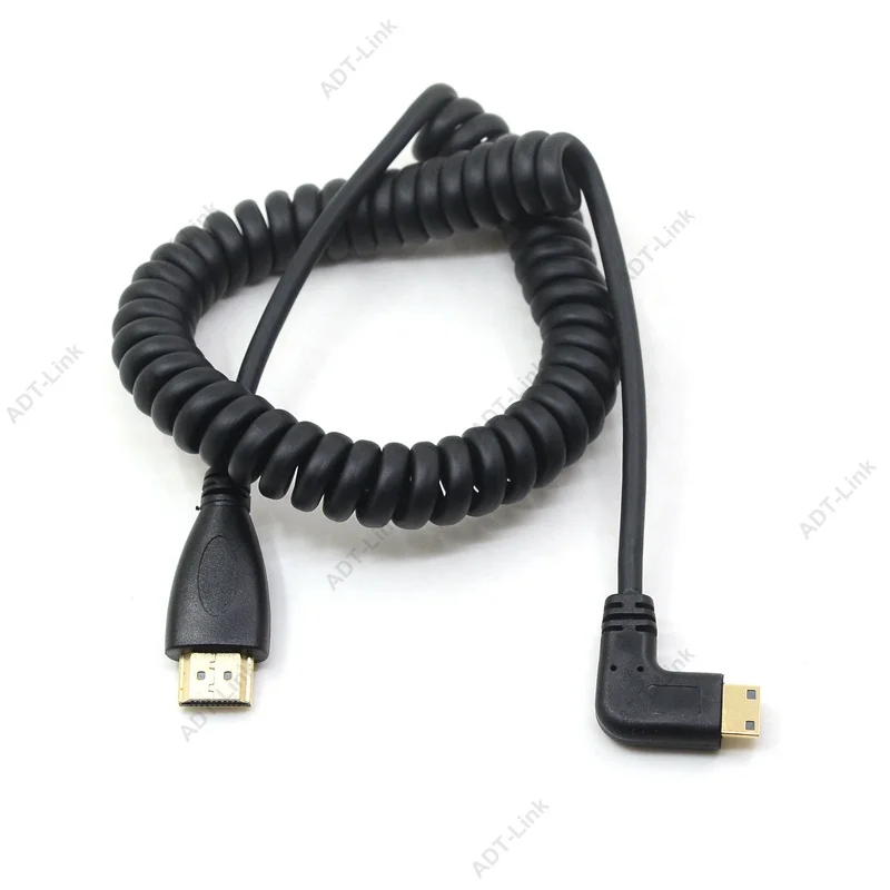 HDMI для правого и левого угла Mini HDMI& Micro HDMI для мужчин растягивающийся пружинный изогнутый гибкий кабель V1.4 DSLR 0,5 м/1,5 м