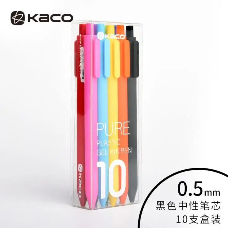 10 Pen Black Ink a 10 шт./упак. Xiaomi KACO вывеска ручка мм 0,5 мм ручка, подпись ручка черный, белый цвет ABS пластик гладкие чернила для школьников/офисный работник - Цвет: 10 Pen Black Ink a