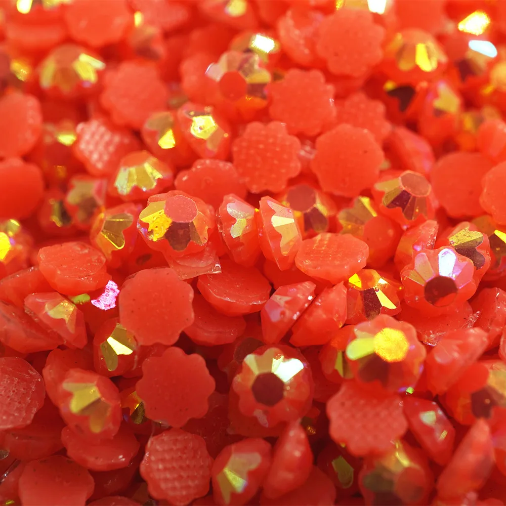 2000 шт. SS18 4 3 мм Цветочная форма оранжевого цвета AB Смола Горячая фиксация