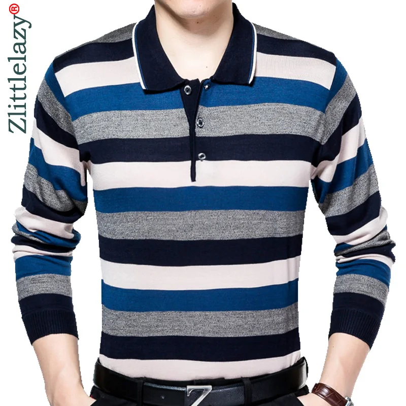 2019 с длинным рукавом в полоску Поло рубашка для мужчин Хлопок Уличная S рубашки