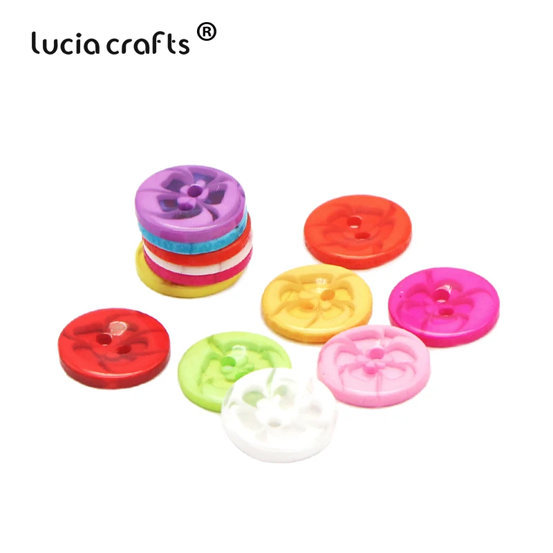 Lucia crafts 50 шт/100 шт 14 мм цветные круглые цветы из смолы 2 отверстия кнопки для