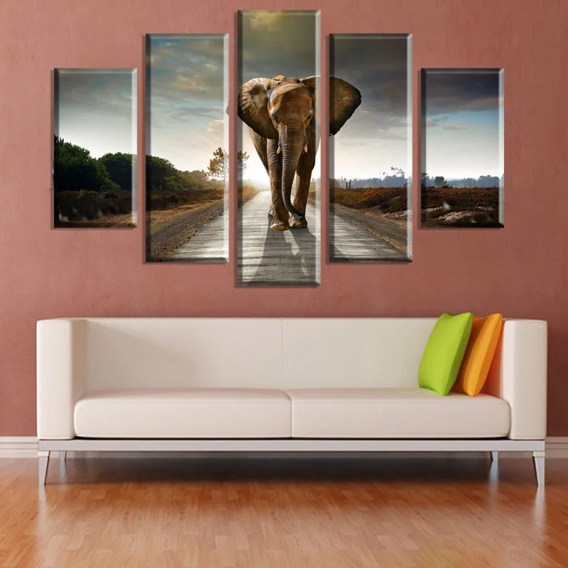 Рамки 5 шт. HD с изображением слона Декоративная Настенная картина без рамки
