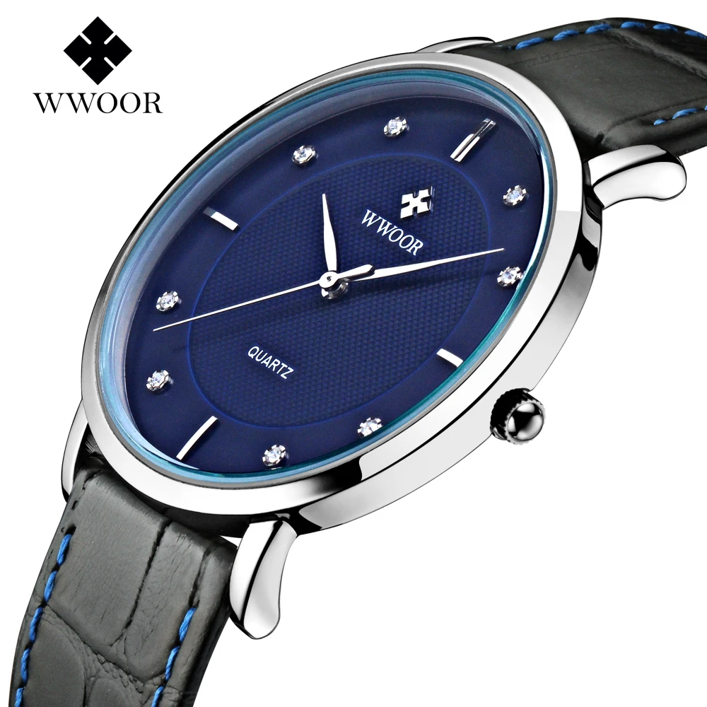 Топ бренд 50 м водонепроницаемые мужские спортивные часы кварцевые ультра тонкие