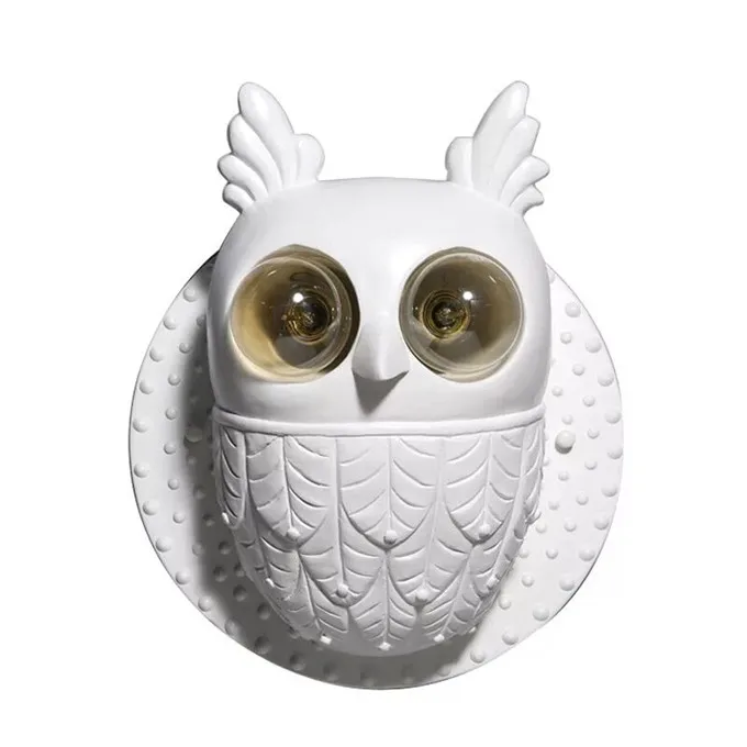 

Modern Creative Art Wall Lamp Luxury Design White Owl Fancy Desk Lights Resin Edison Blubs Wall Lights for Home Indoor Lighting
