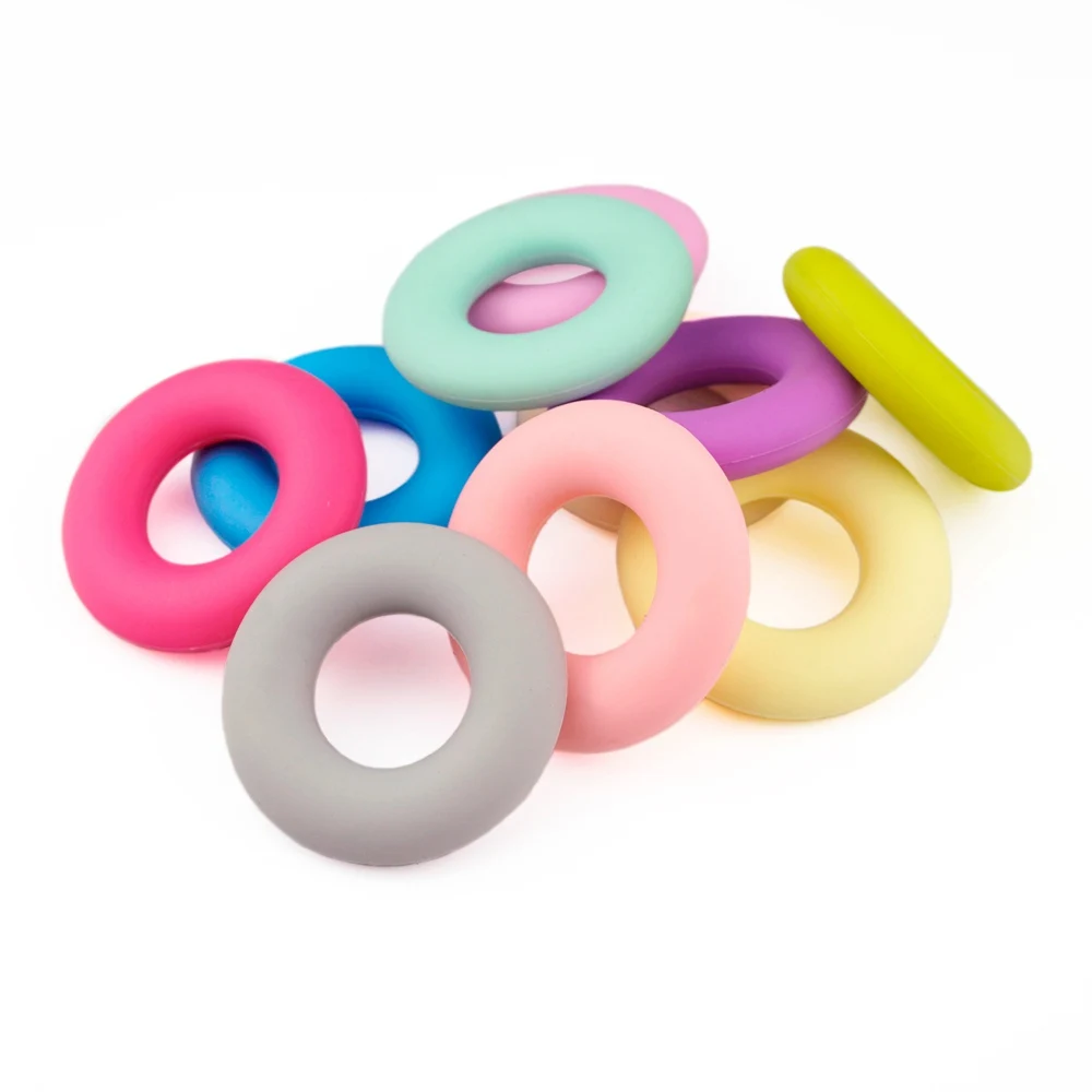 Mix Color Силиконовые кольца без бисфенола, 20 шт., пищевая форма, Пончик, силиконовый Прорезыватель для зубов, бисер для кормления, сделай сам, ювелирное изделие, ожерелье, игрушки, аксессуары, детский Прорезыватель - Цвет: Mix Color