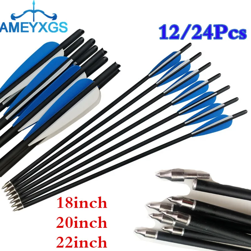 

12/24 шт., металлические болты для стрельбы из лука, 18/20/22 дюймов