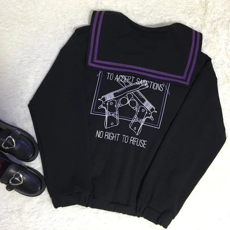 Harajuku Gunner/темно синяя свободная Черная куртка с воротником для девочек мягкая