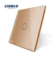 Золотой Livolo роскошное белое жемчужное Хрустальное стекло, стандарт ЕС, одна стеклянная панель для 1 банды настенный сенсорный выключатель, VL-C7-C1-11(только стекло - Цвет: Золотой