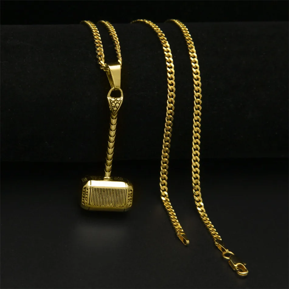 UWIN кулон из нержавеющей стали с золотым молотком Тора винтажный цветной