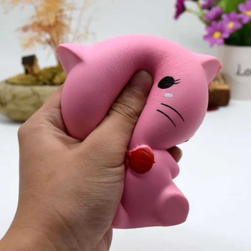 1PC Lovely Expression Pink Cat Squeeze Toys Soft Stress Reliever Cartoon Collection Gift Anti-stress Squishy Toy Christmas |