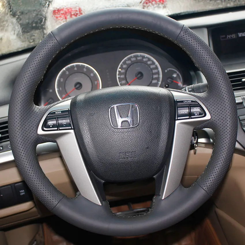 Wheel cover Black PONSNY автомобильный Редуктор/ручной тормоз/чехлы на руль чехол для HONDA ACCORD 8 Crosstour 2012-2013 натуральная кожа сшитый вручную чехол - Название цвета: Wheel cover Black