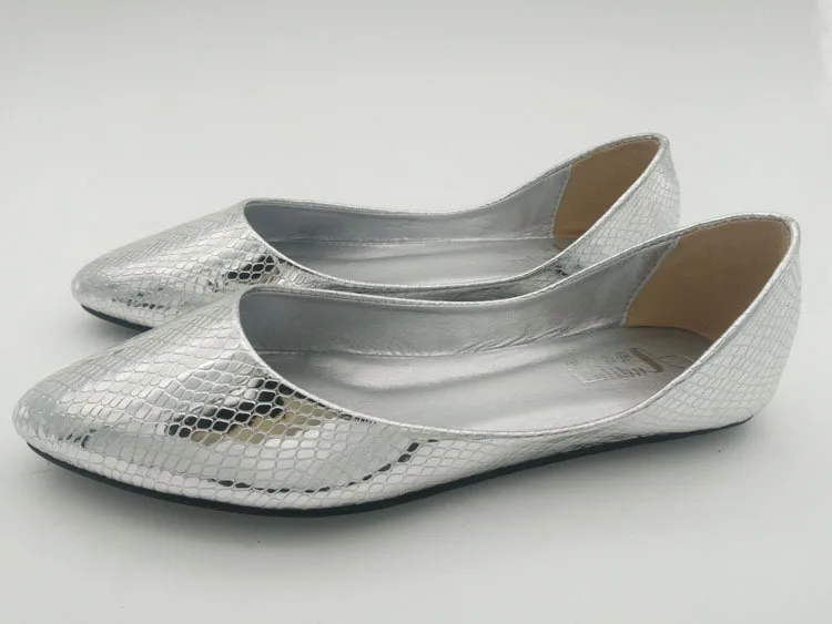 Женские ботинки Лоферы золотистого и серебристого цвета размера плюс Feminino 14 15