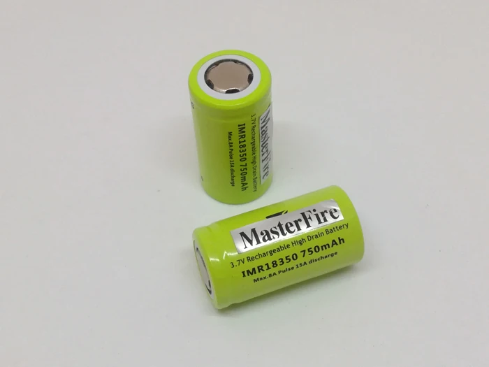 

MasterFire 10PCS/LOT New Original IMR18350 Li-ion 18350 high drain battery 3.7V 750mAh batteries 8A continuous discharge