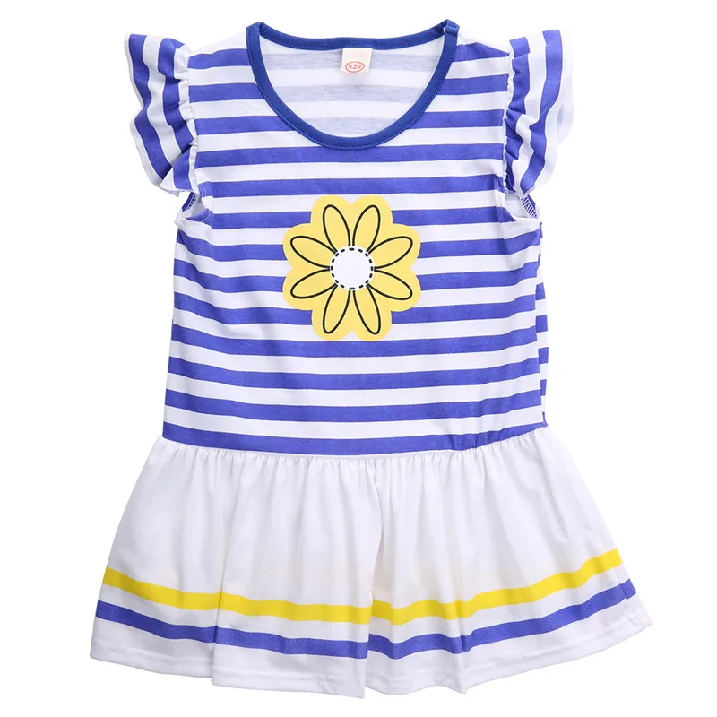 Новая милая детская полосатая футболка с подсолнухом для маленьких девочек топы