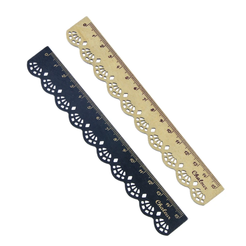 

2 Pcs Beautiful Stylish Korea Stationery Lace Wood Ruler Sewing Ruler Office School Supplies
