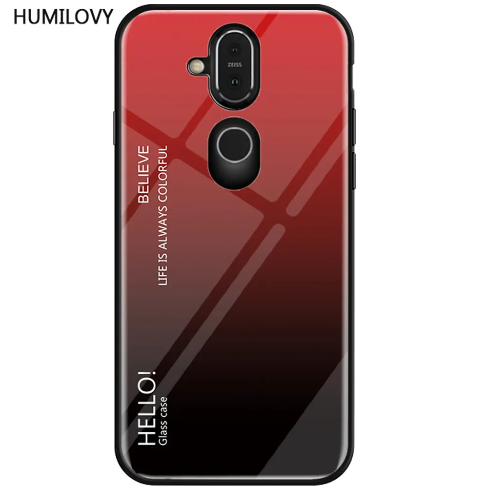 Для Nokia 8 1 чехол для X7 2018 крышка градиентное закаленное стекло силиконовая рамка