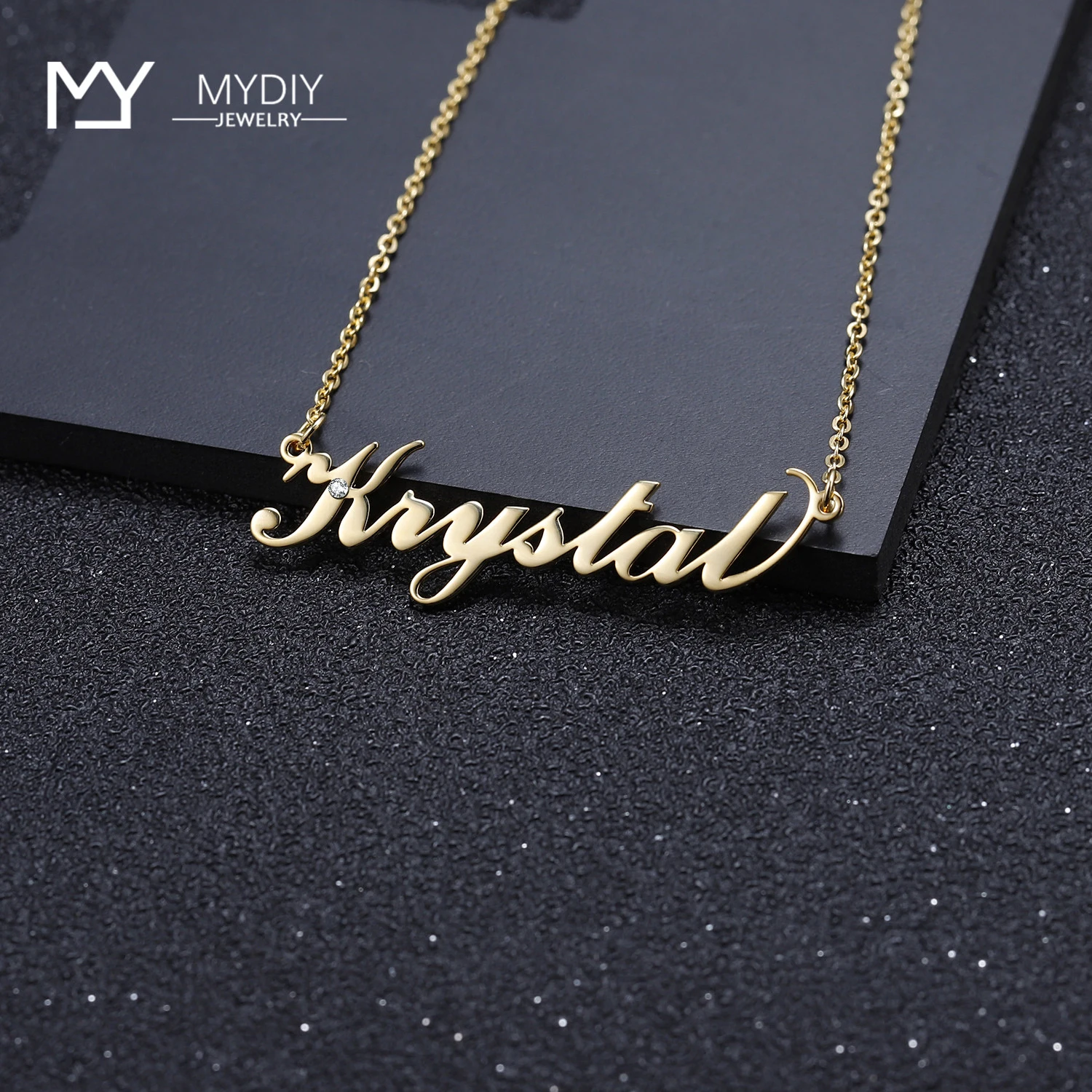 Заказное ожерелье с бриллиантовым именем Настоящее серебро 925 пробы кулон