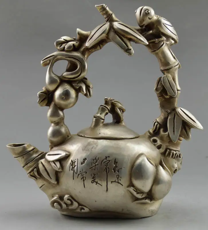 Изысканный китайский коллекционный украшенный белая медная птица на