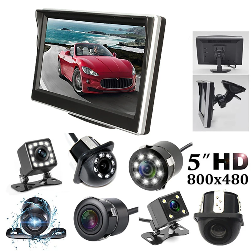Автомобильный монитор 5 &quotHD для камеры заднего вида парковочный 800*480