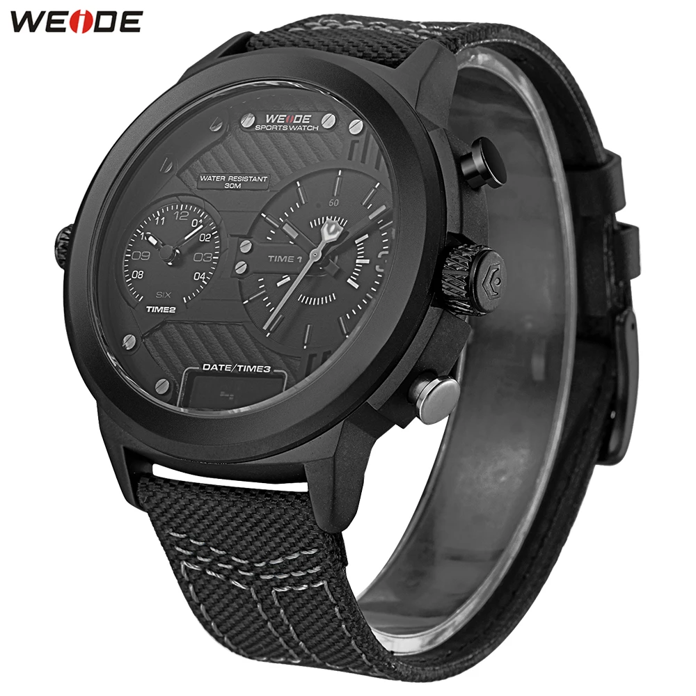 Мужские кварцевые часы Weide с нейлоновым ремешком водонепроницаемые спортивные