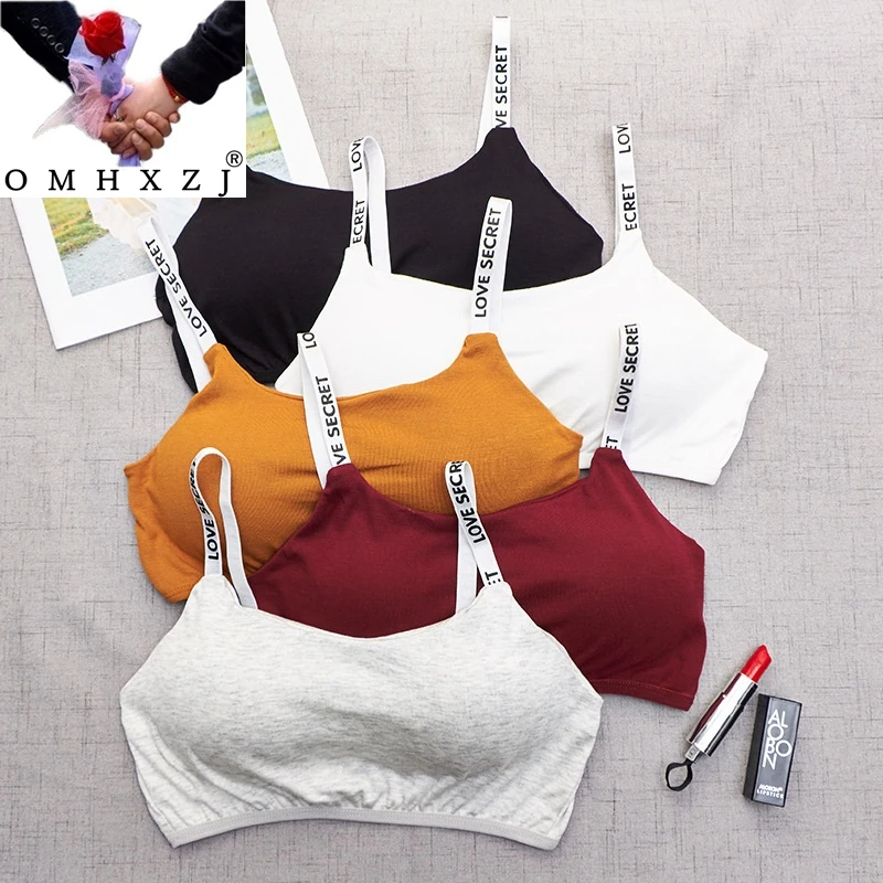 

OMHXZJ оптовая продажа модное горячее женское Бесшовное Спортивное регулируемое Нижнее Белье для сна из хлопка с буквами жилет бюстгальтер NY32