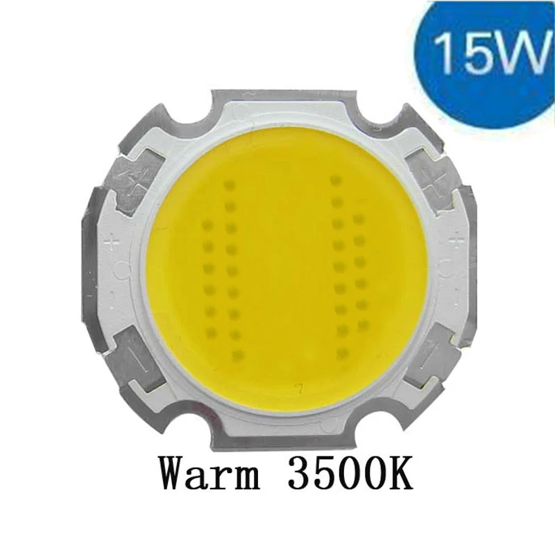 

10 шт./лот 15 Вт теплый белый 3500K Высокая мощность круглый COB LED SMD свет лампы 1350LM DC45-51V