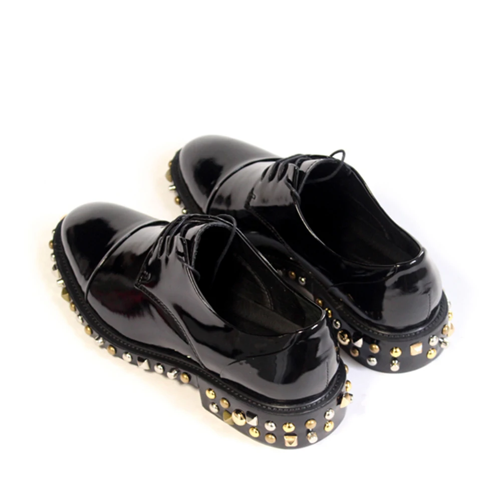Туфли-оксфорды мужские кожаные простые классические с кольцами и заклепками