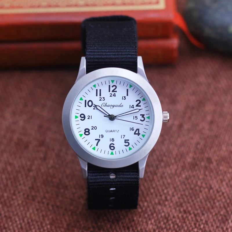 2023 Chaoyada Children Boys Girls 24hours Canvas Luminous Pointer Quartz Wristwatches Kids Students Military Waterproof Watches