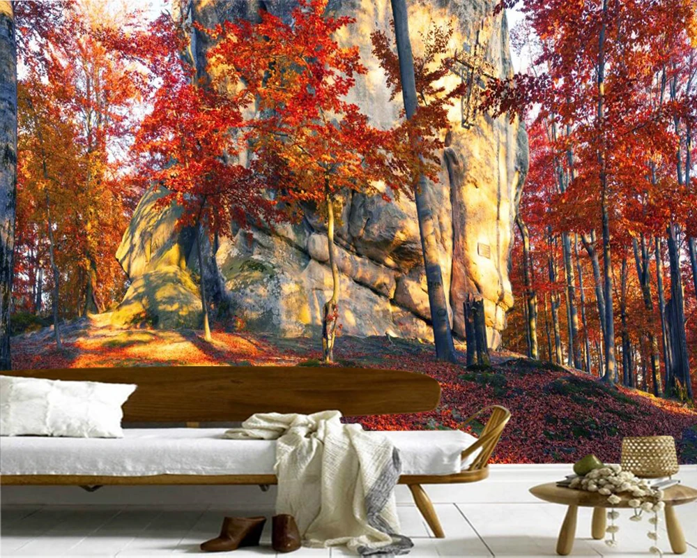 Обои 3d с изображением леса и деревьев в багажнике обои для гостиной дивана