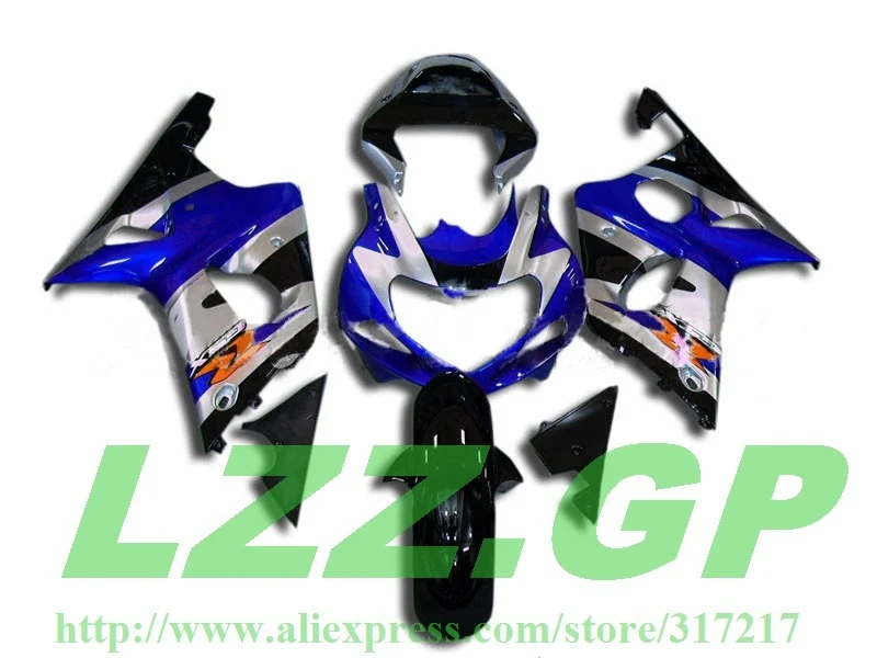 

100%Fit Blue/Silver Fairing for SUZUKI GSXR600 GSXR750 K1 01 02 03 GSXR600 750 01-03 GSX-R600 750 2001-2003 body kit Injection