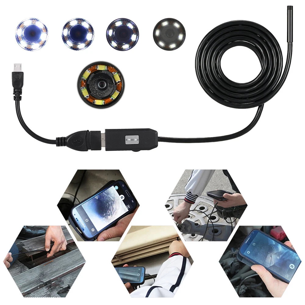 OWSOO 7mm Lens Android OTG USB Endoscope Camera 1/2/3/5M Smart Phone Borescope Inspection Snake Tube | Безопасность и защита