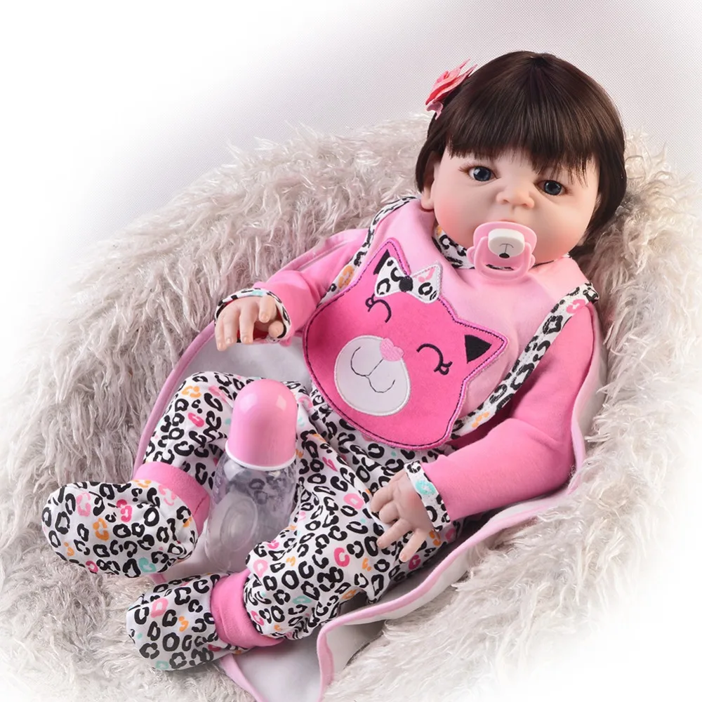 Полностью силиконовые куклы младенцев-реборн девочки 22 дюйма 55 см Бебе Алайв Бонека оригинальный подарок реалистичный, можно купать.