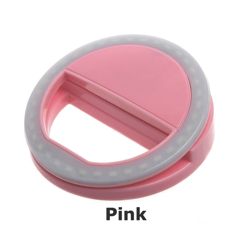 Pink Макияж Зеркало для телефона селфи кольцо свет с 36 светодиодных ламп портативный многоцелевой Телефон Свет с тремя уровнями яркости - Цвет: Pink