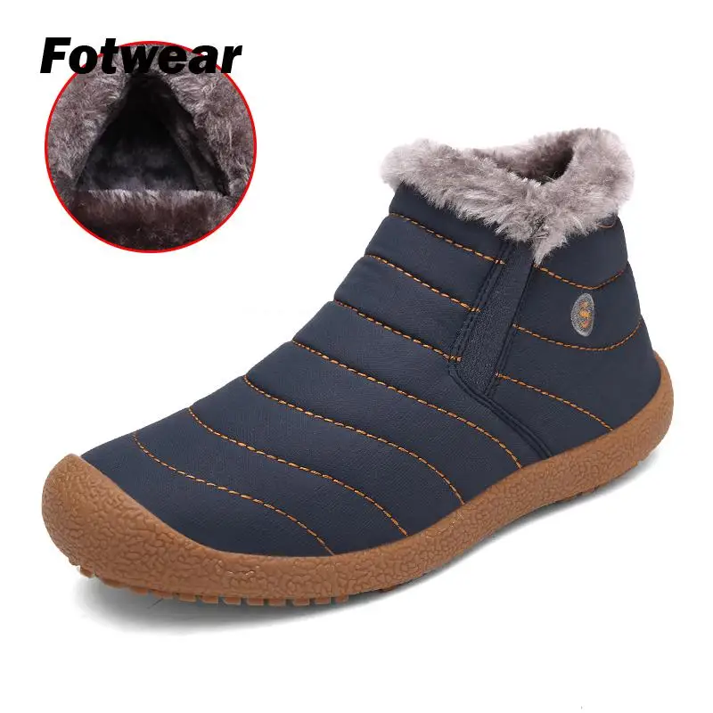 Fotwear/мужские водонепроницаемые плюшевые ботинки пара теплых зимних ботинок на