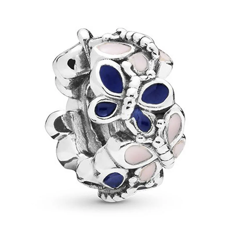 butterfly spacer Весенняя серия Цветущая Лейка Слон Бабочка крыло Шарм Подходит Pandora браслет цветок шарик DIY ювелирные изделия - Цвет: butterfly spacer