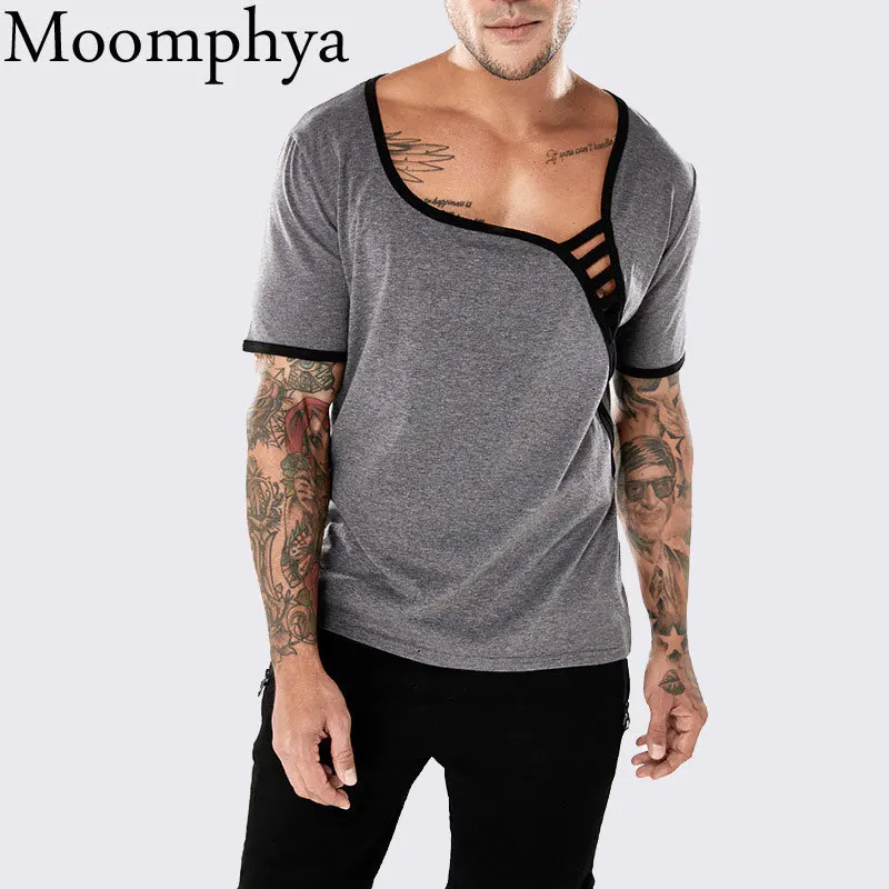 Moomphya, Мужская футболка с глубоким v-образным вырезом, комбинированная сетка, низкая горловина, крутая летняя футболка, Мужская футболка в стиле хип-хоп, уличная одежда, camisetas hombre, топы