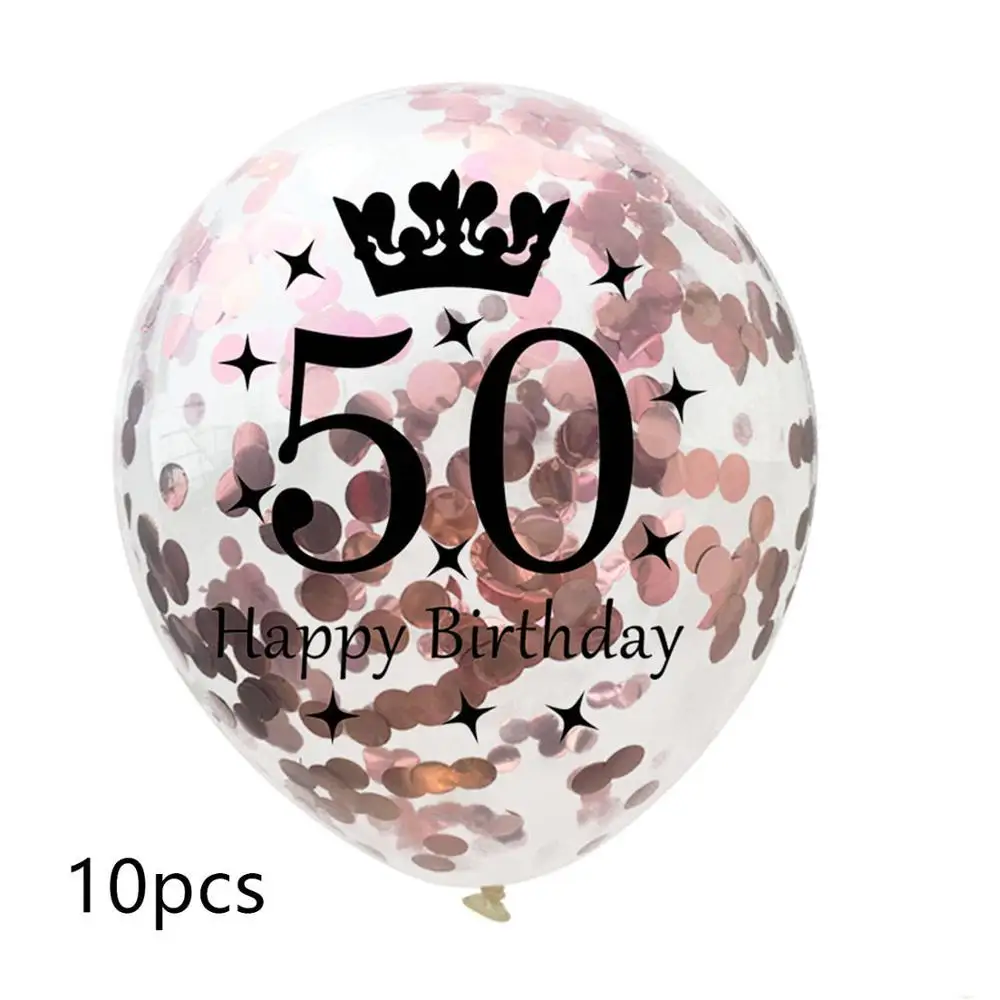 10pcs 10 шт 12 дюймов прозрачные блесток баллоны 16/18/21/30/40/50/60/70/80/90 лет конфетти воздушные шары для дня рождения вечерние украшения - Цвет: 10pcs
