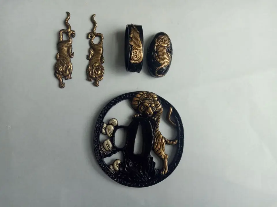 Японский самурайский меч Tsuba набор фучи Кашира менуки тигровый дизайн