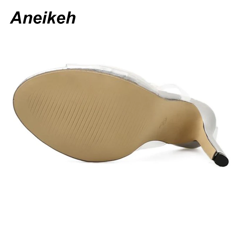 Aneikeh 2021 новые серебряные женские сандалии сексуальные прозрачные гладиаторы из