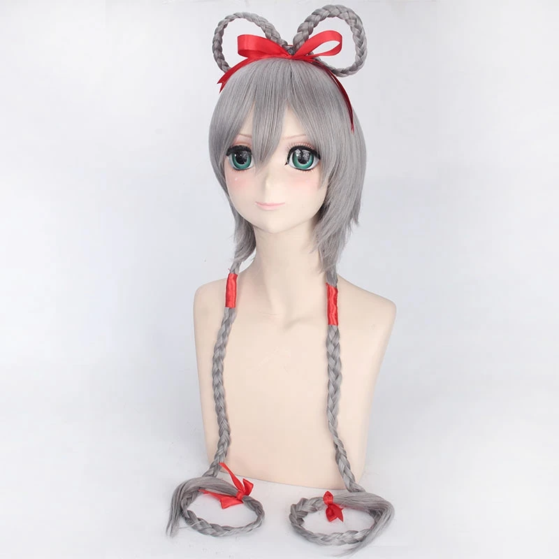VOCALOID Luo Tianyi для женщин длинные прямые косы косплей парики 120 см серый термостойкий