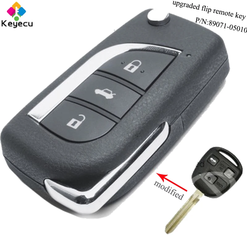 Запасной ключ KEYECU обновленный дистанционный 433 92 МГц 4D67 чип TOY43 Blade FOB для Toyota Avensis