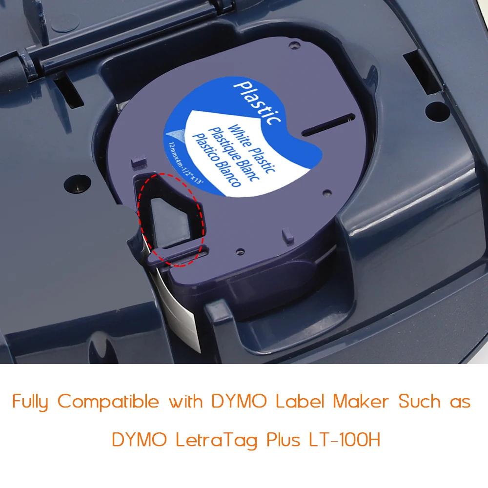 2 шт. 12 мм 91224 совместимый с dymo Letratag пластиковые ленты этикеток 91334 91204 59425 черный на