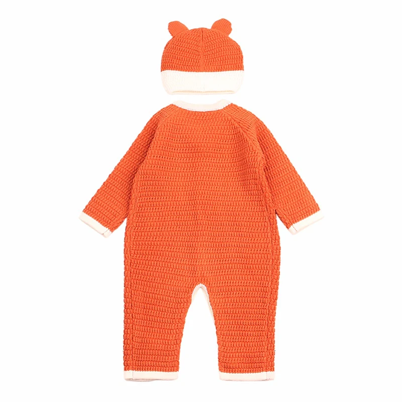 Детский вязаный комбинезон Однотонный осенне-зимний с длинными рукавами для