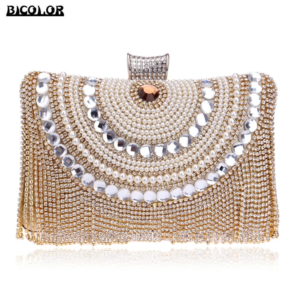 БИКОЛОР Роскошные Девушку вечерняя сумочка Женщины Алмазный Rhinestone Кристалл