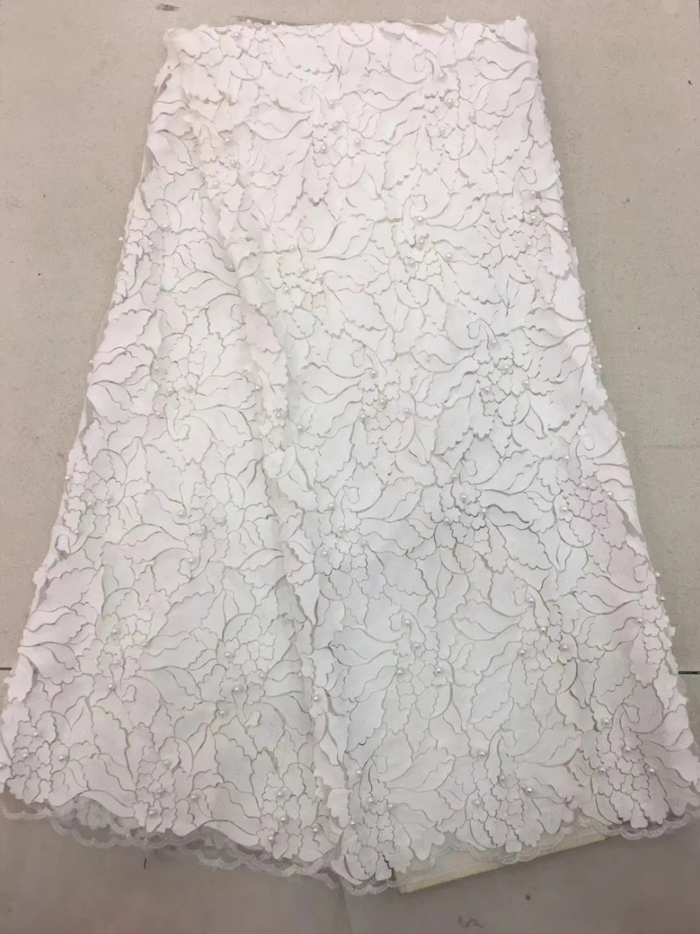 

Высококачественная нигерийская Свадебная кружевная ткань 3D, новейшая французская сетчатая кружевная ткань с бусинами для платья TS7179